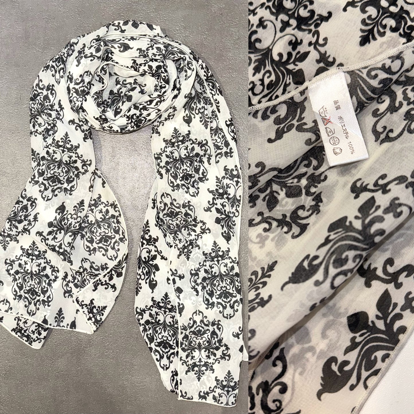 Black white palace mesh scarf