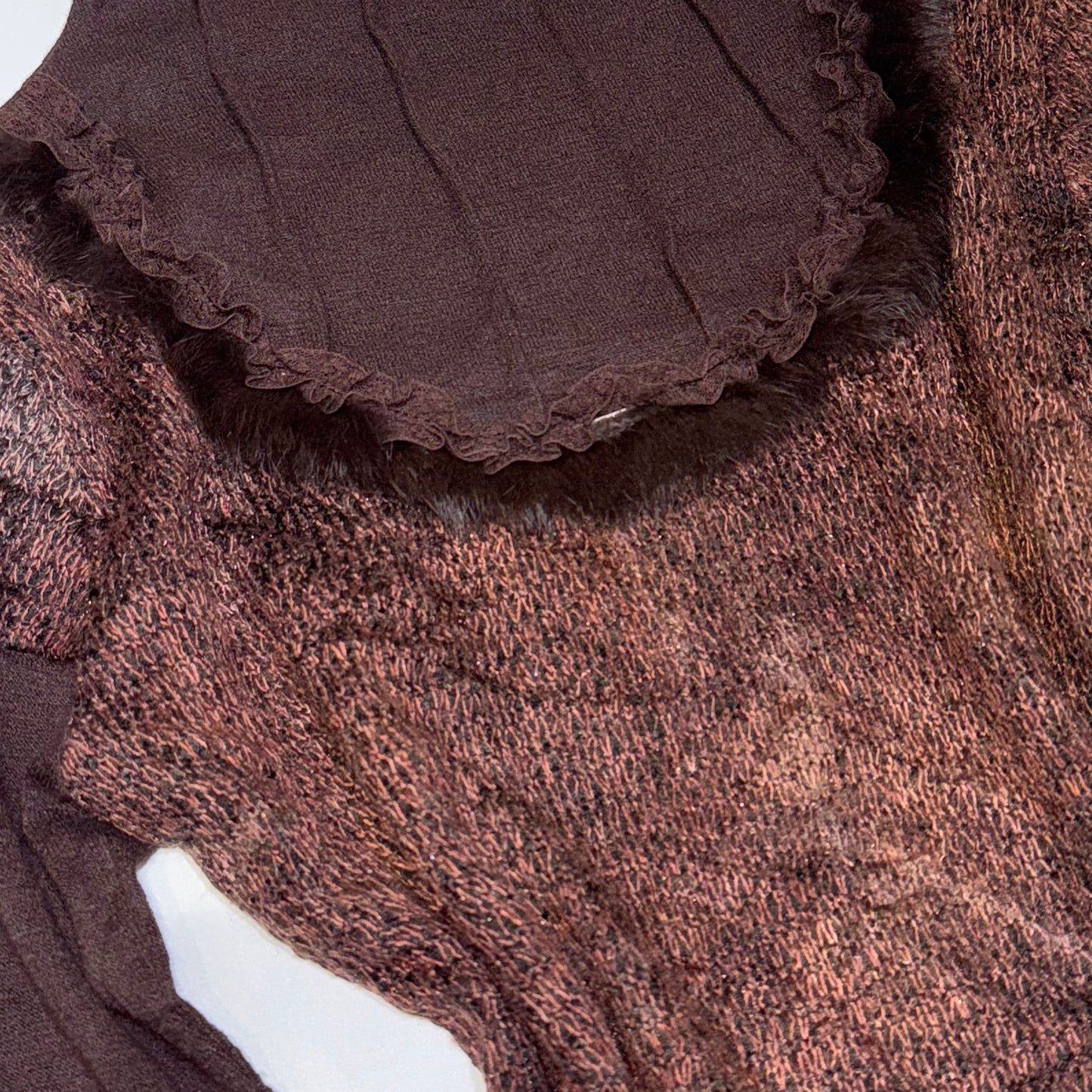 Brown fur trim layered long sleeve