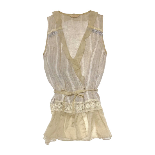 Beige mesh lace vest