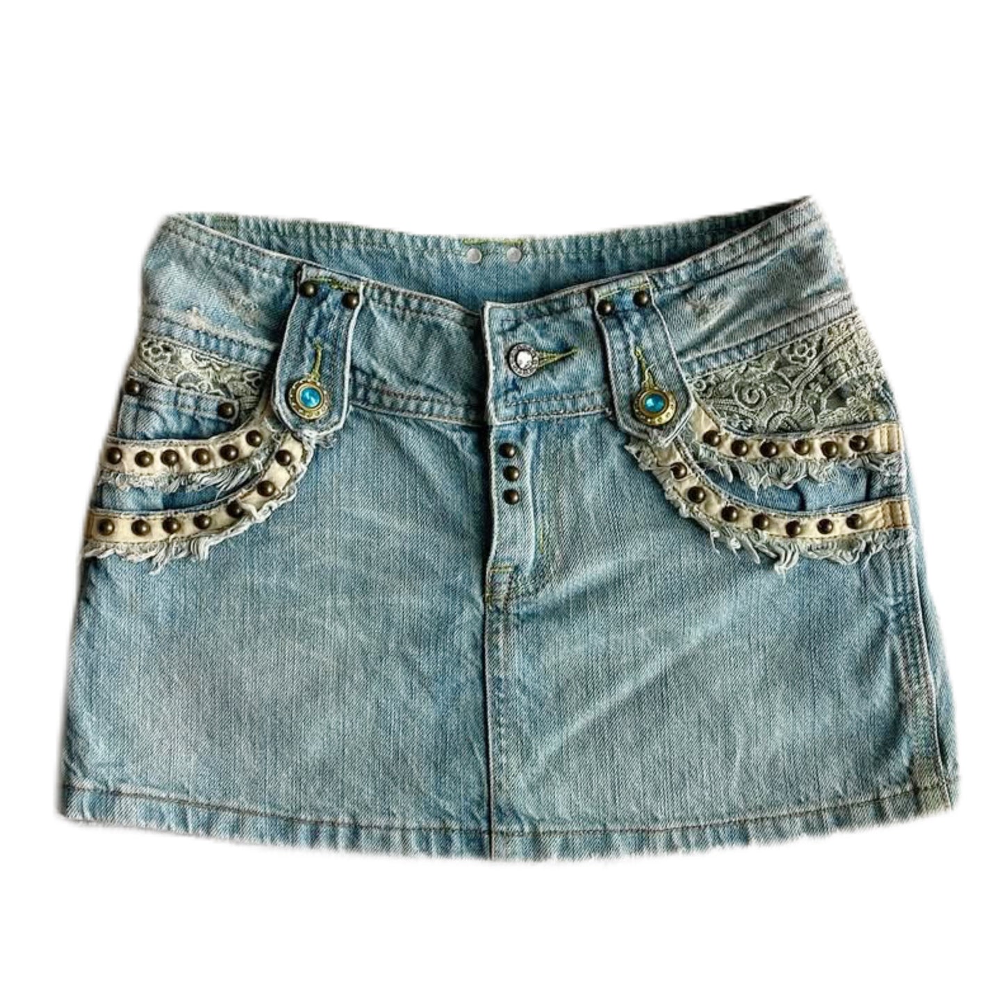 Denim lace butterfly skirt