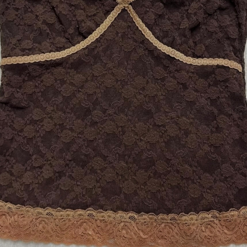 Brown lace tank