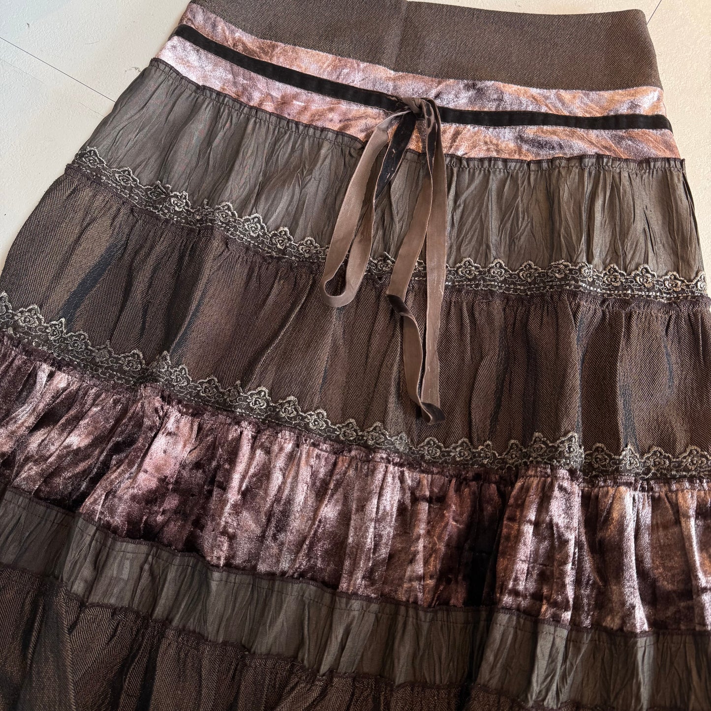 Brown velvet skirt