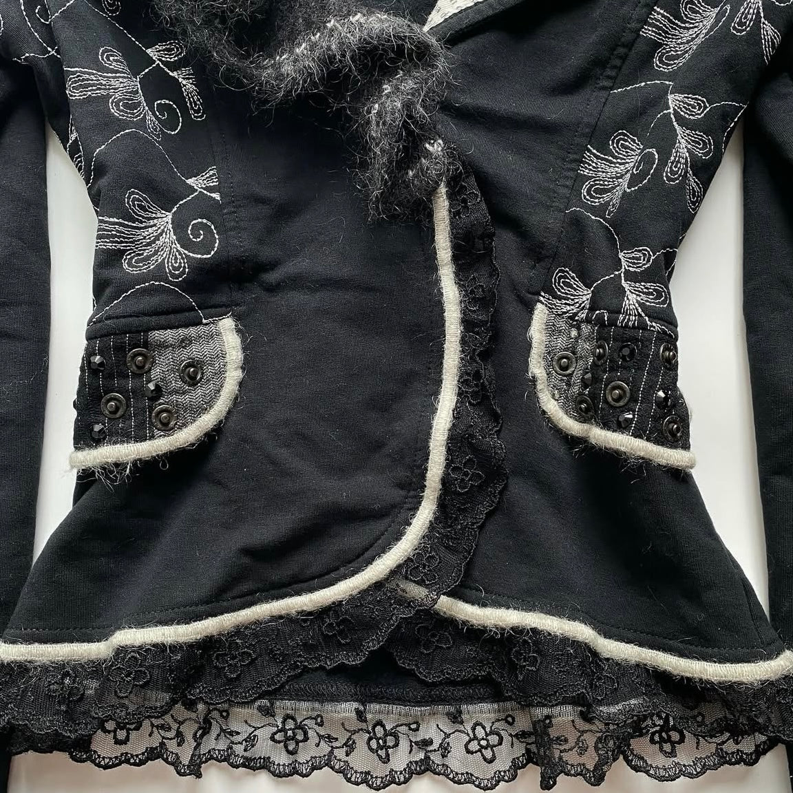 Black embroidered lace outer
