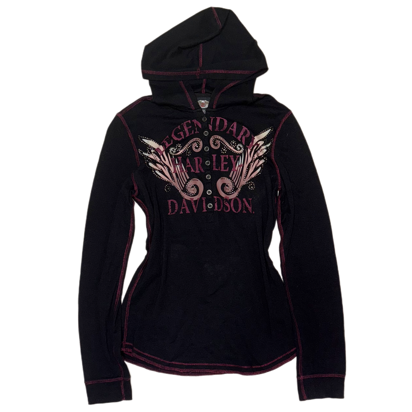 Harley Davidson wings graphic button up hoodie