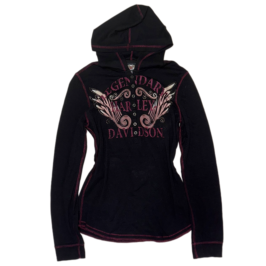Harley Davidson wings graphic button up hoodie
