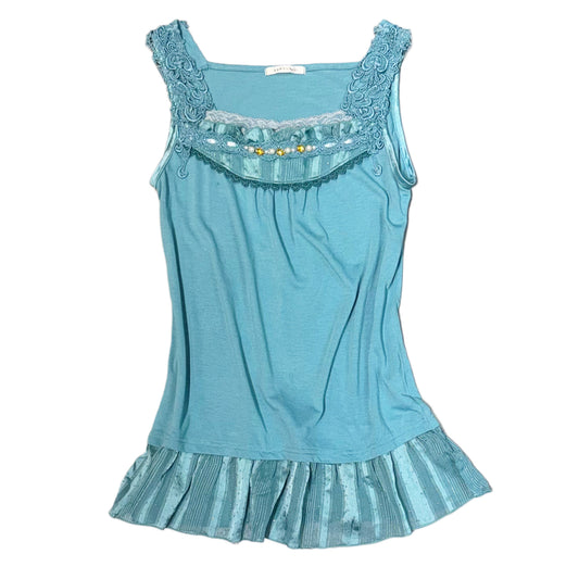 Axes teal lace straps top
