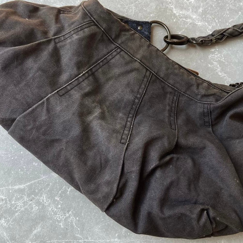 Diesel brown denim shoulder bag