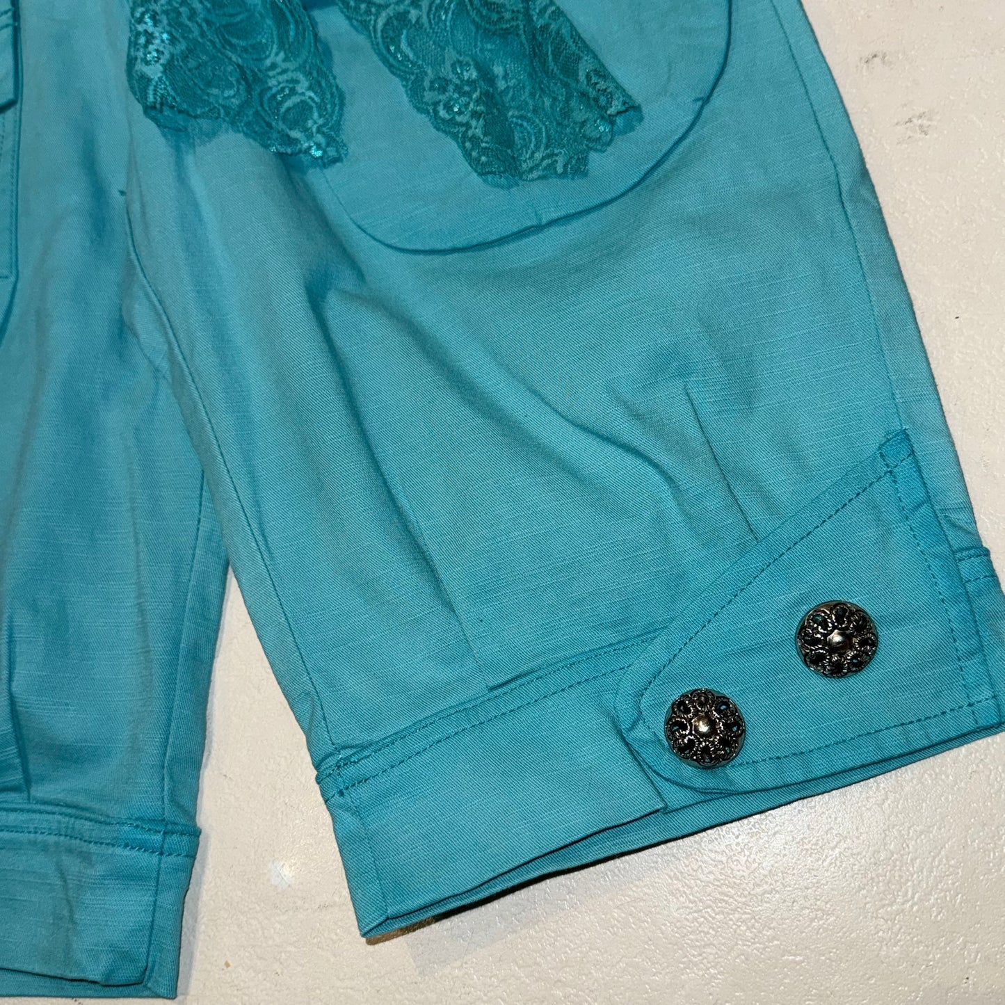 Teal lace jorts