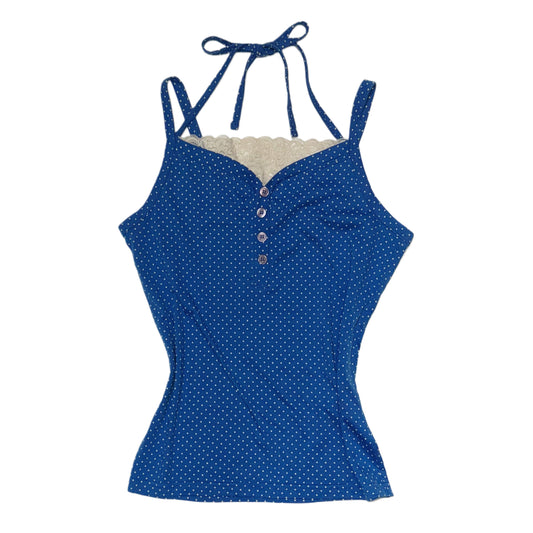 Blue polka dot lace tank