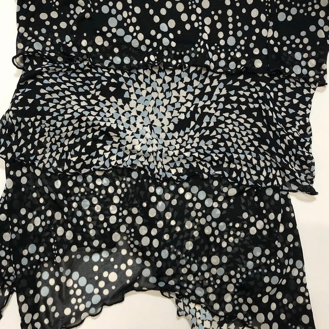 Polka dot layered mesh tank