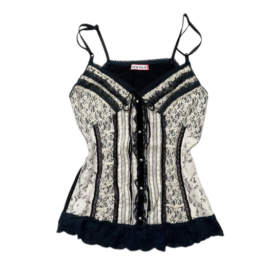 Black white lace tank
