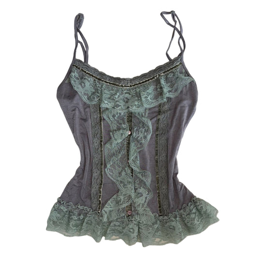 Grey green lace cami