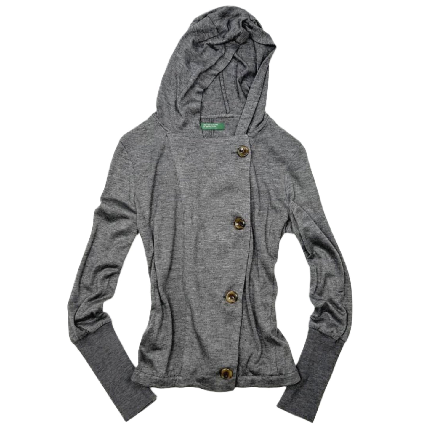 United Colors of Benetton grey button hooded long sleeve
