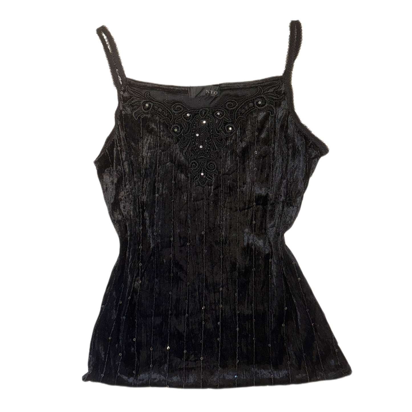 Black velvet embroidered top