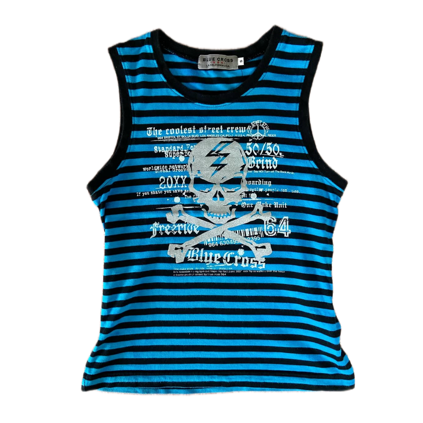 Blue striped skull top