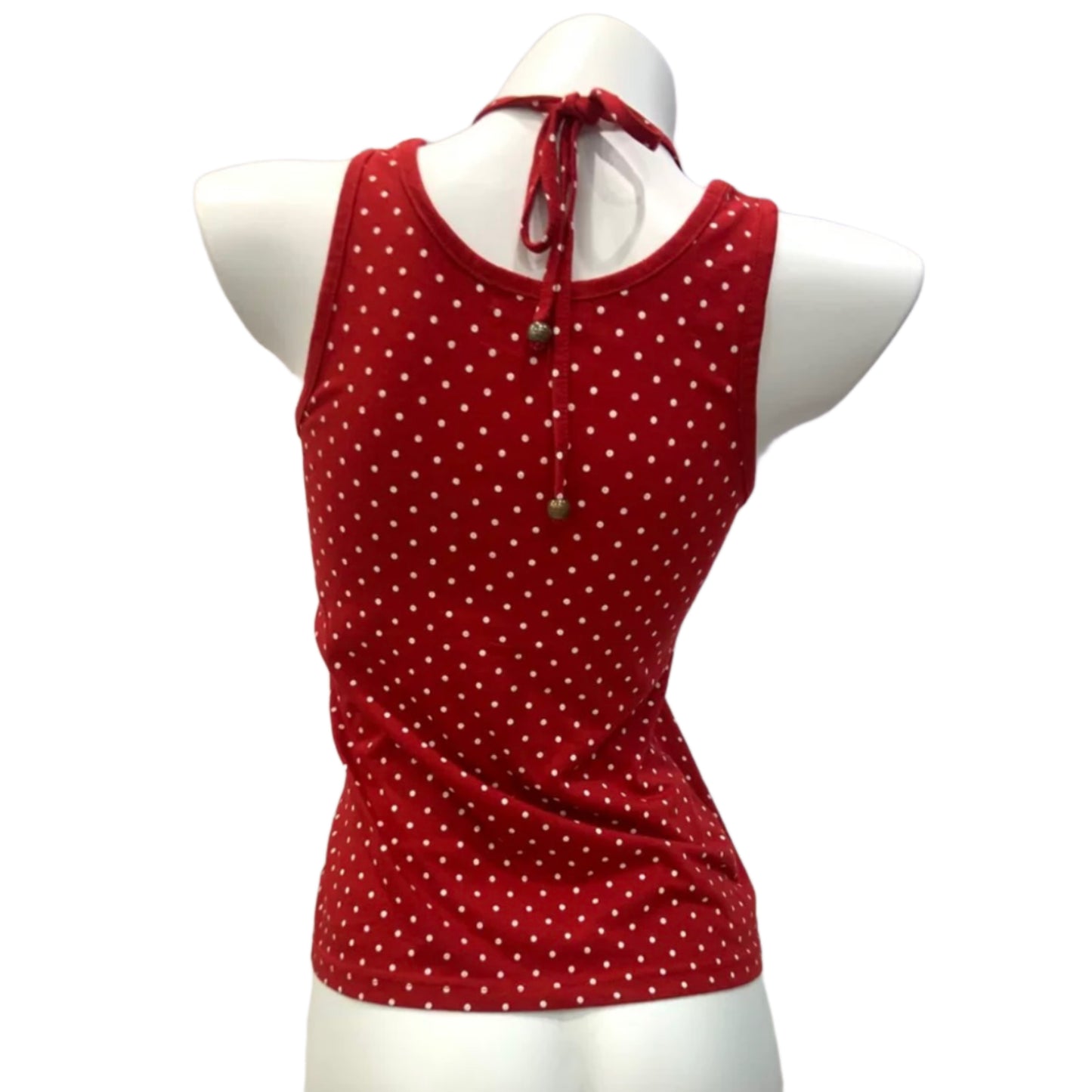 Sirmione red polka dot top with beads details