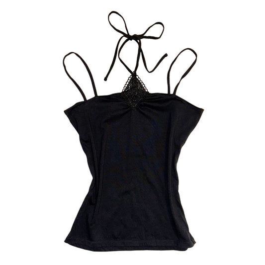 Black lace halter tank