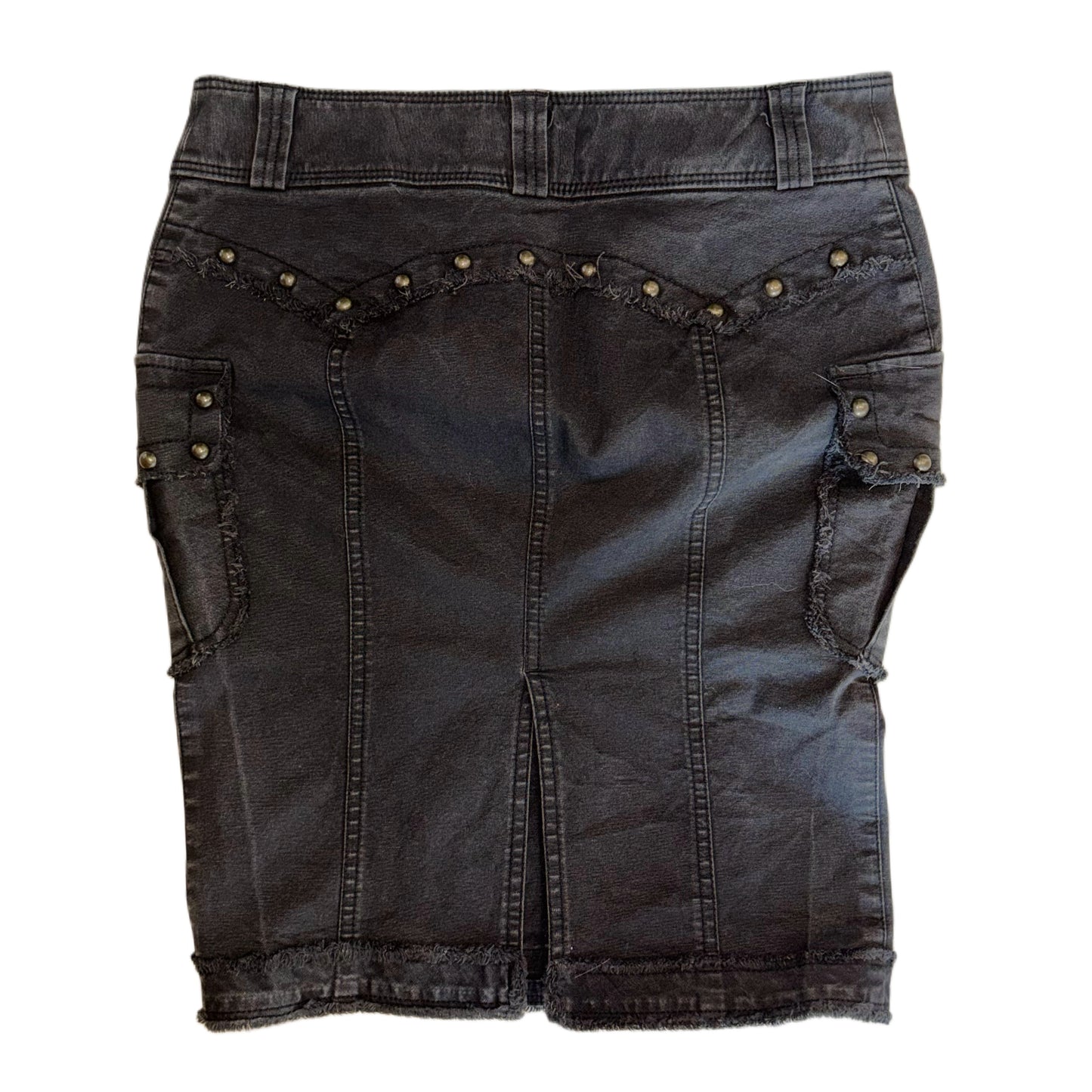 Black denim rivets skirt