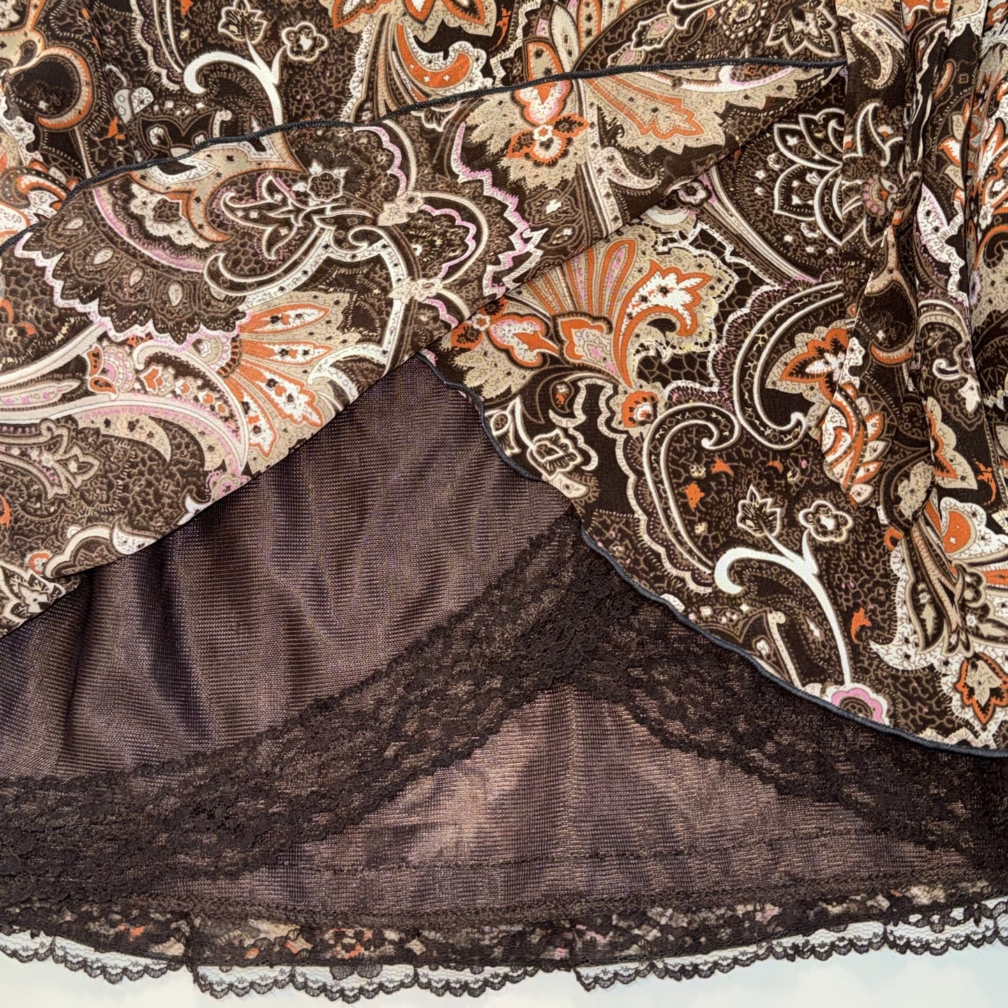 Brown paisley ribbon lace cami