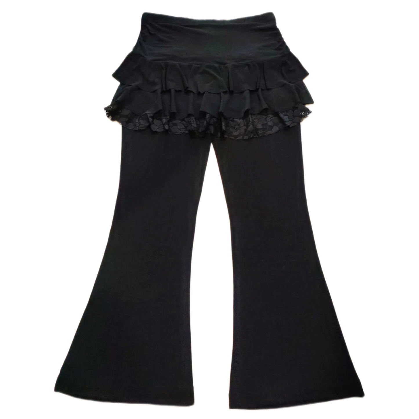 Black lace layered pants