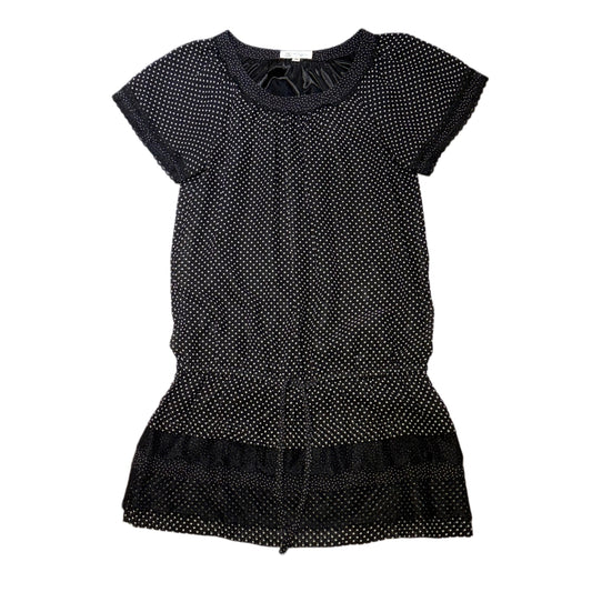 Michel Klein Black polka dot lace trim long top