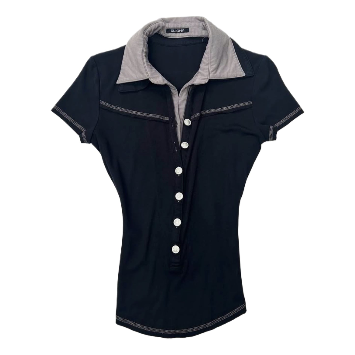 Contrast collar button up fitted shirt