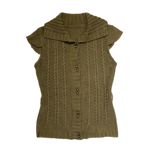 Green knit top with buttons