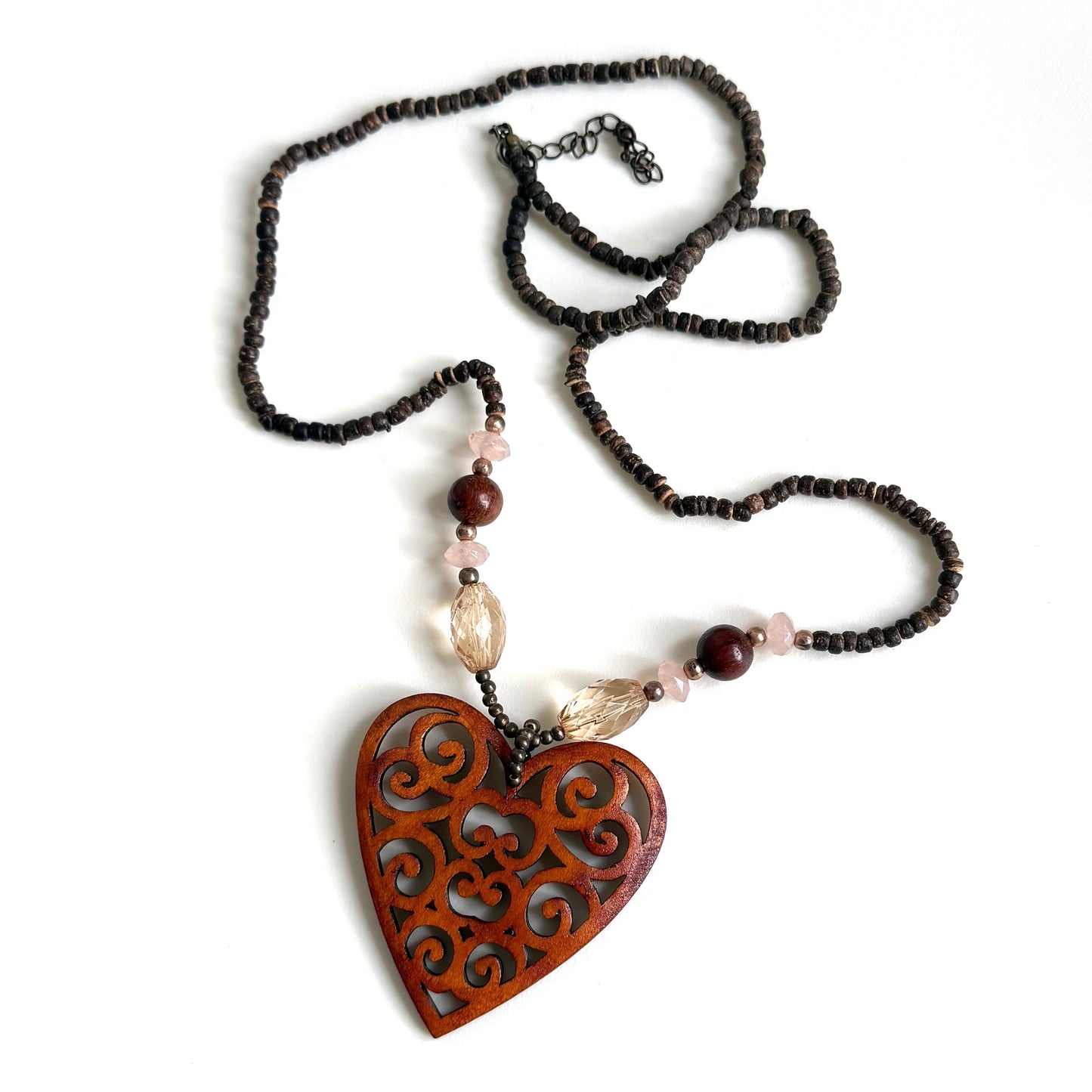 Wood heart necklace