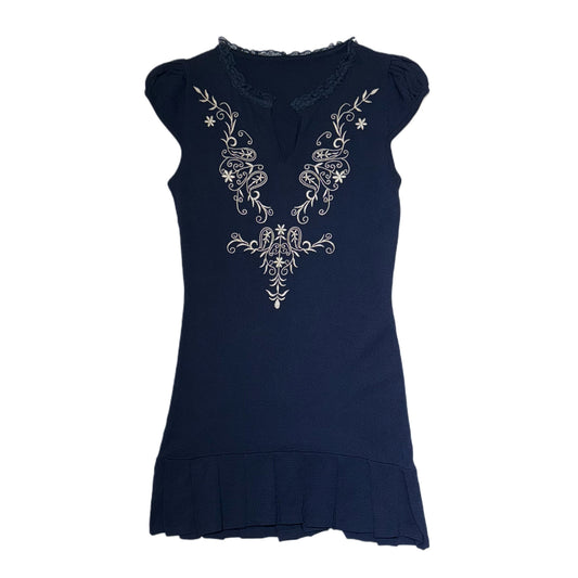 Navy floral embroidered dress