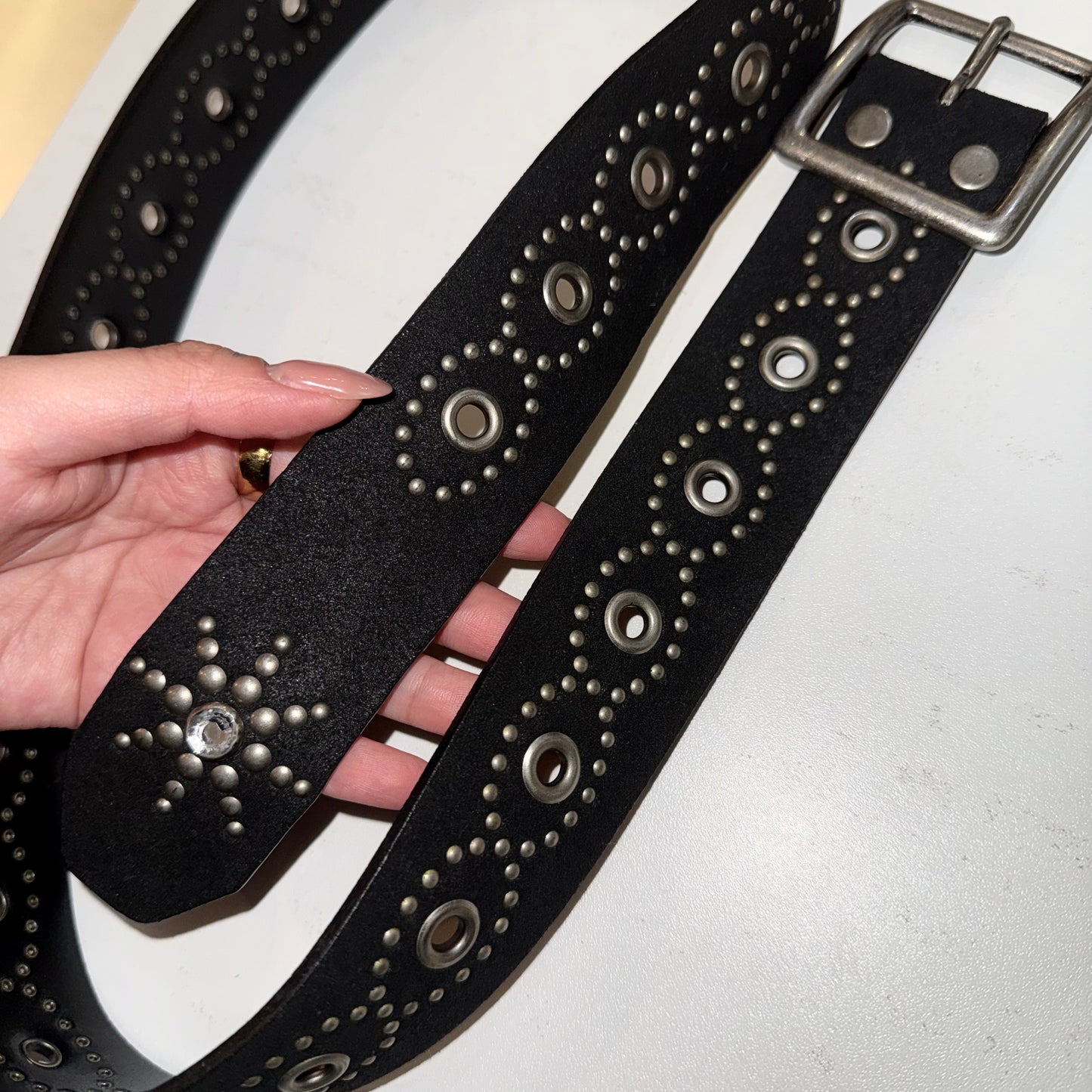 Black leather firework belt