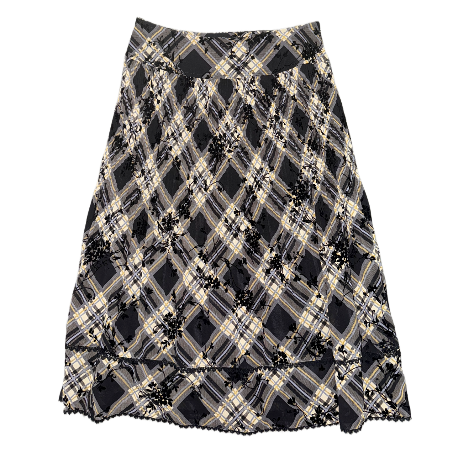 Checkered floral skirt