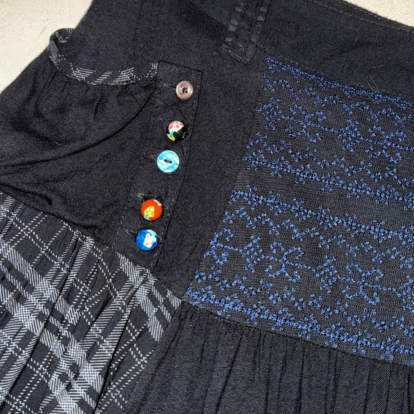 Desigual navy patchwork embroidered skirt