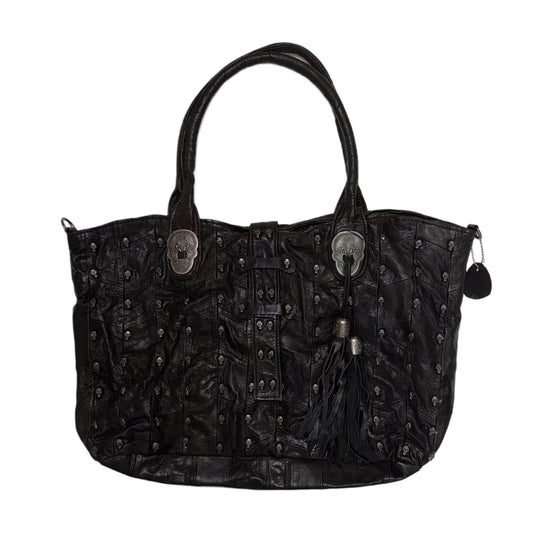 Black leather skull bag