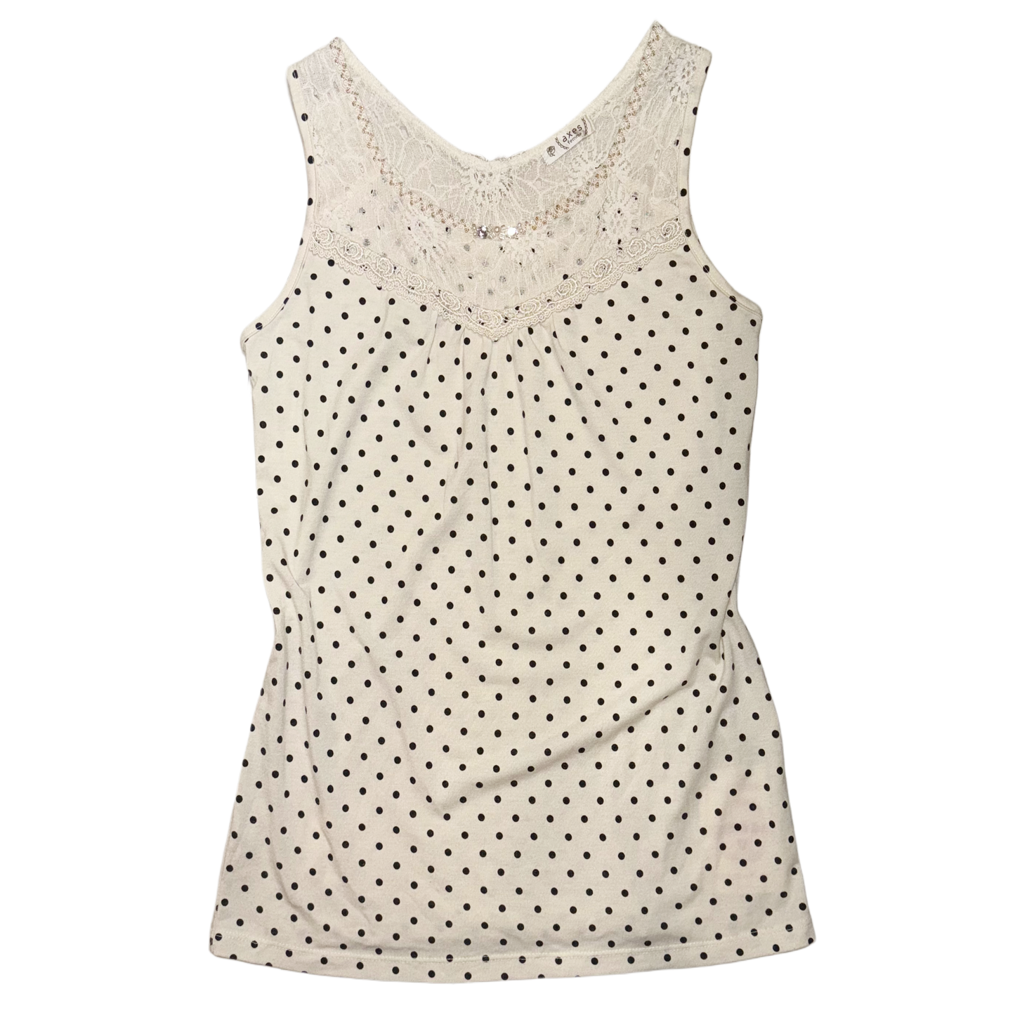 Axes polka dots embroidered lace top