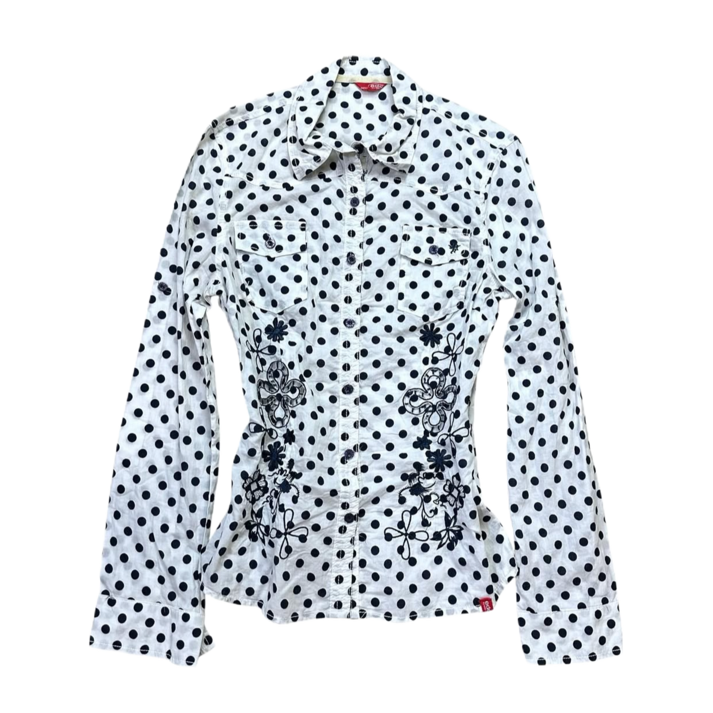 Edc embroidered polka dot shirt