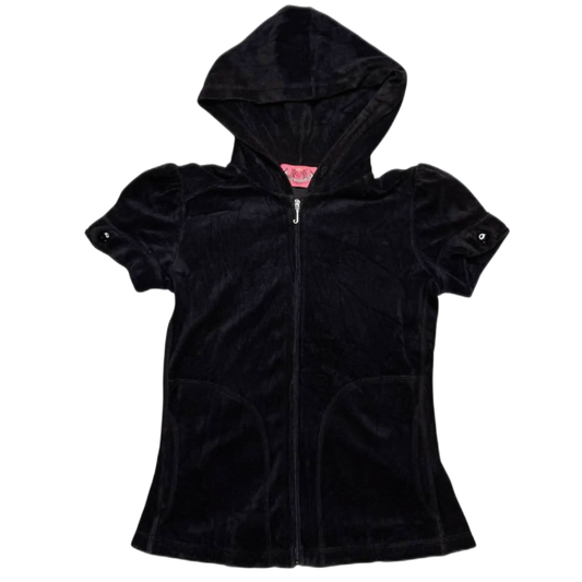Juicy Couture black velvet zip up hoodie