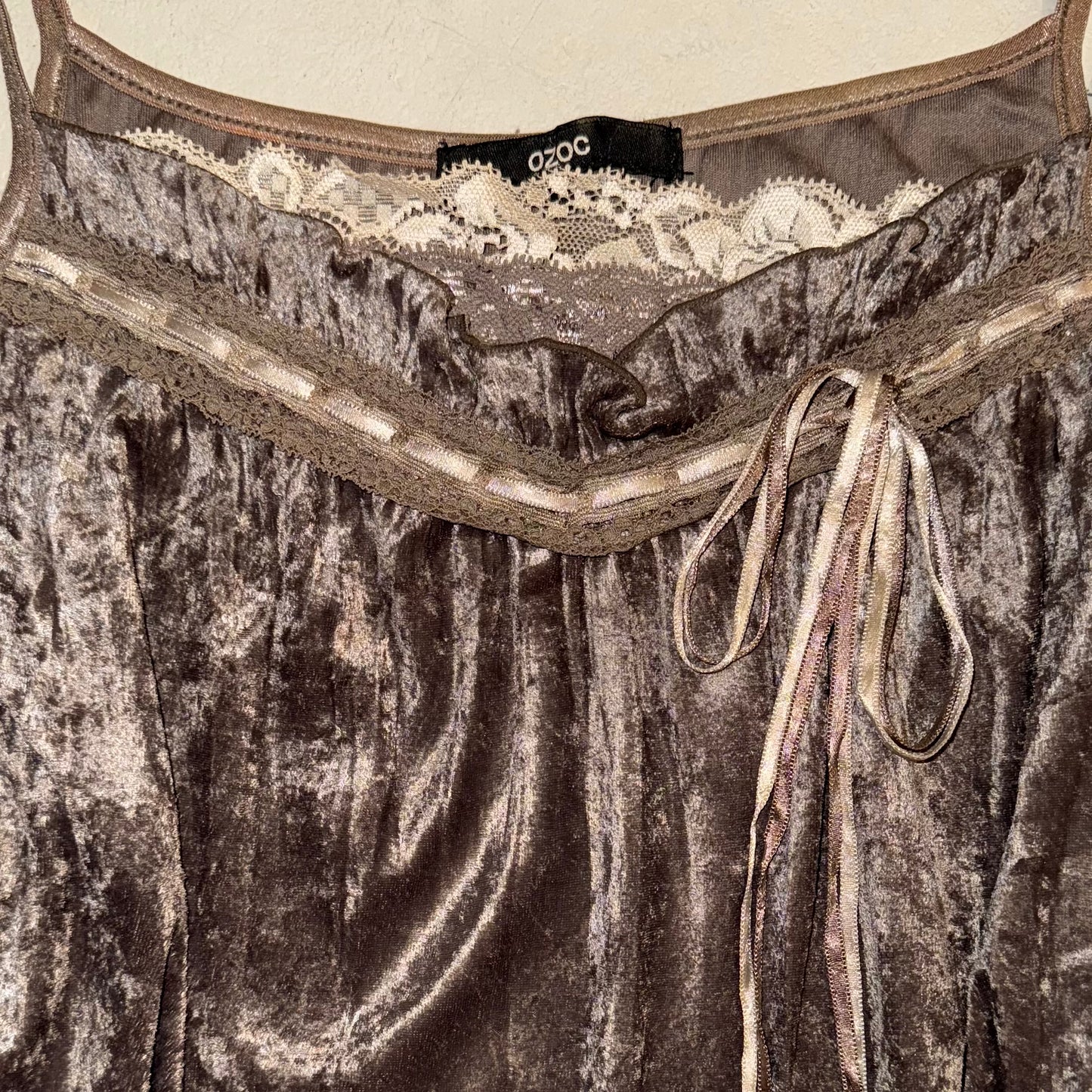 Brown velvet lace tank