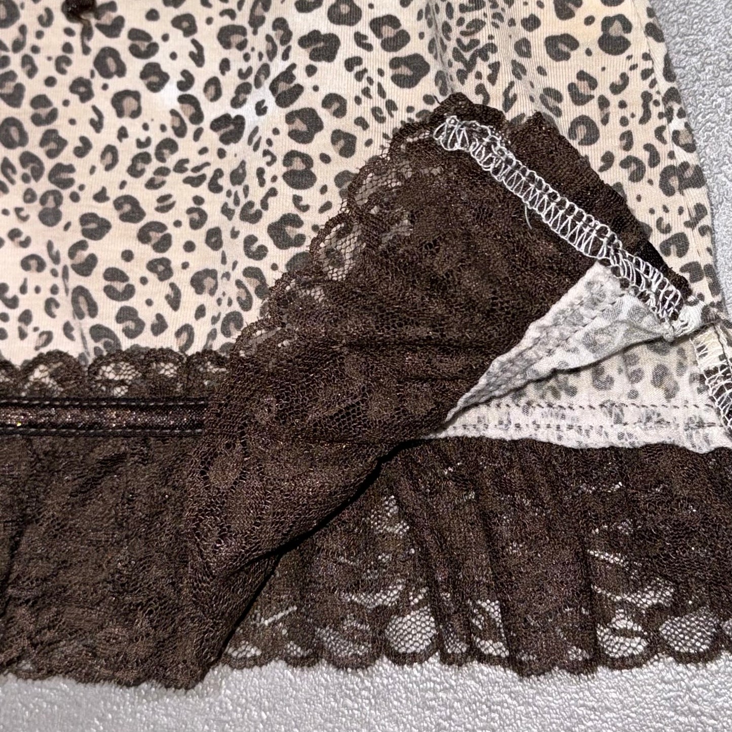 Leopard print lace trim tank