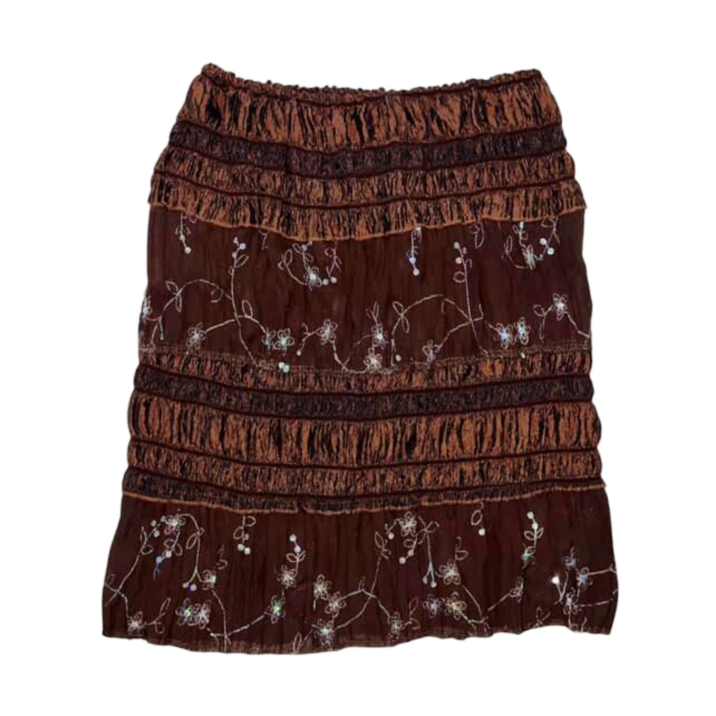 Brown floral midi skirt