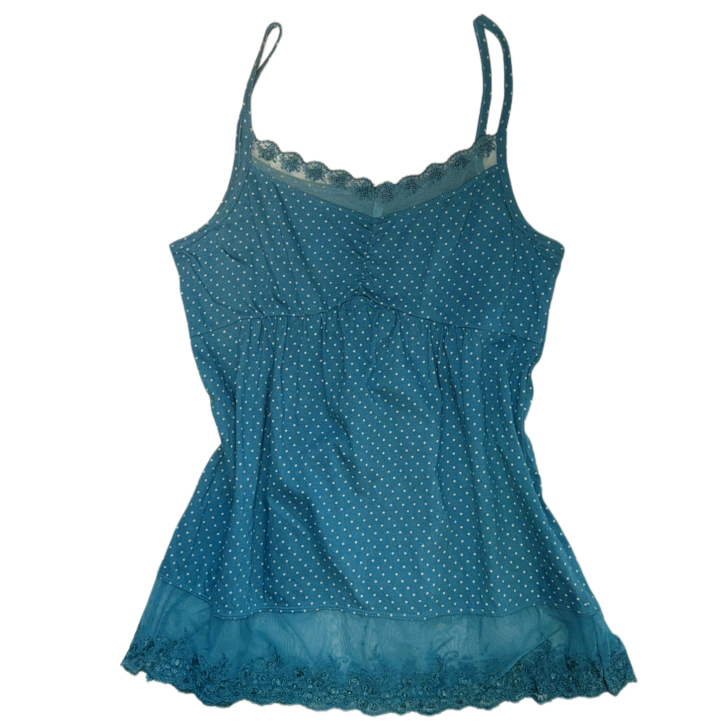 Ocean blue polka dot lace tank