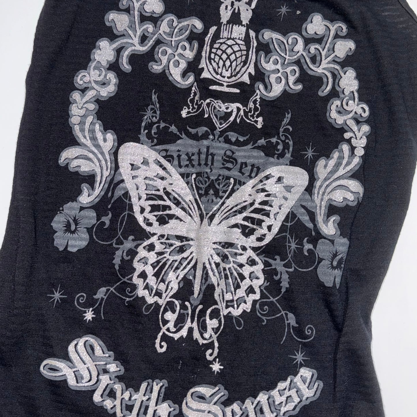 Sixth Sense butterfly black tank