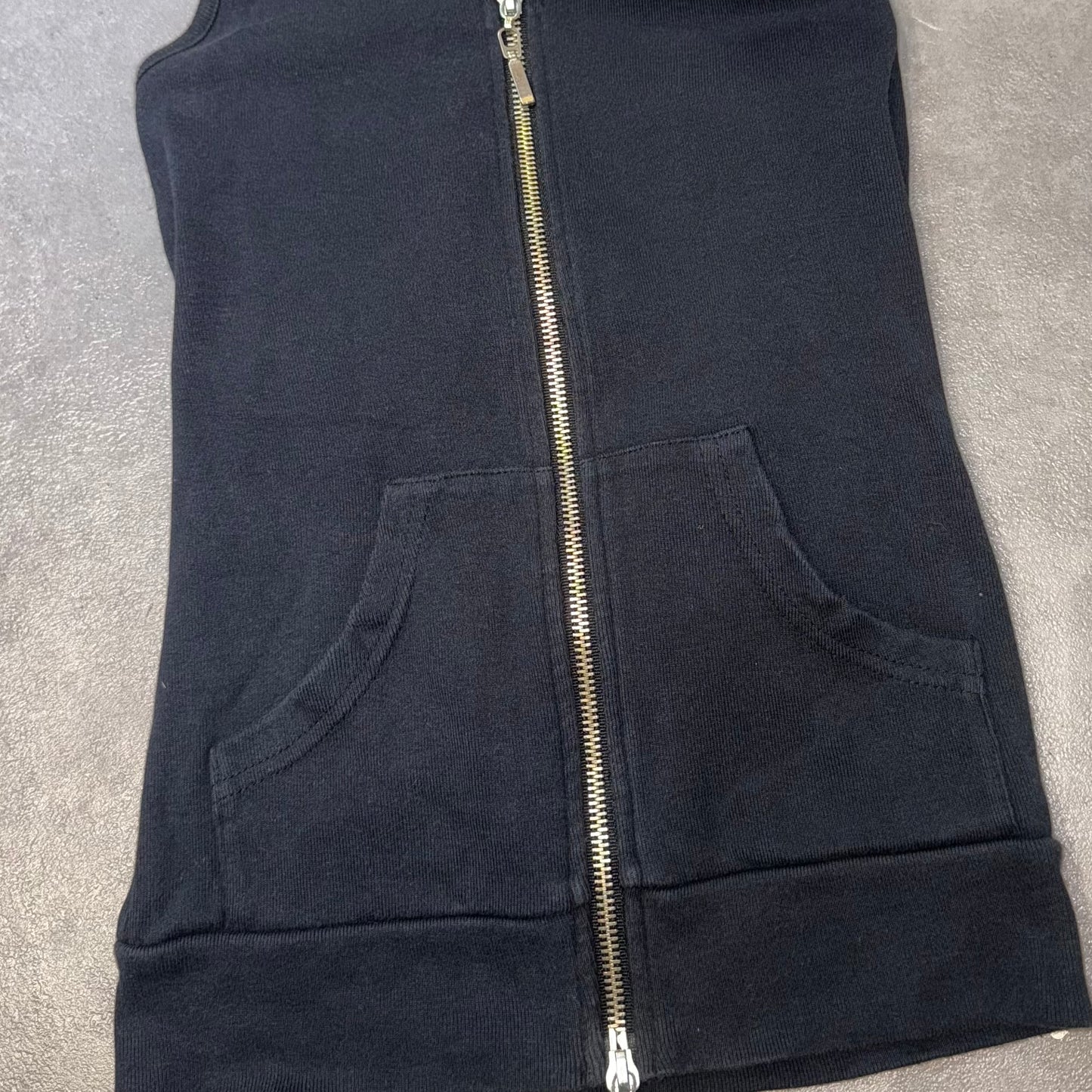 Navy double zip hooded top