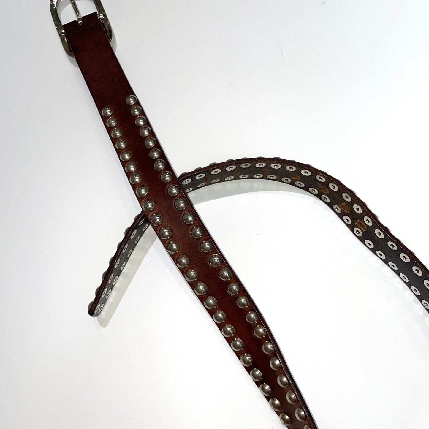 Brown rivets leather belt