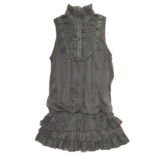 Axes grey polka dot lace trim dress