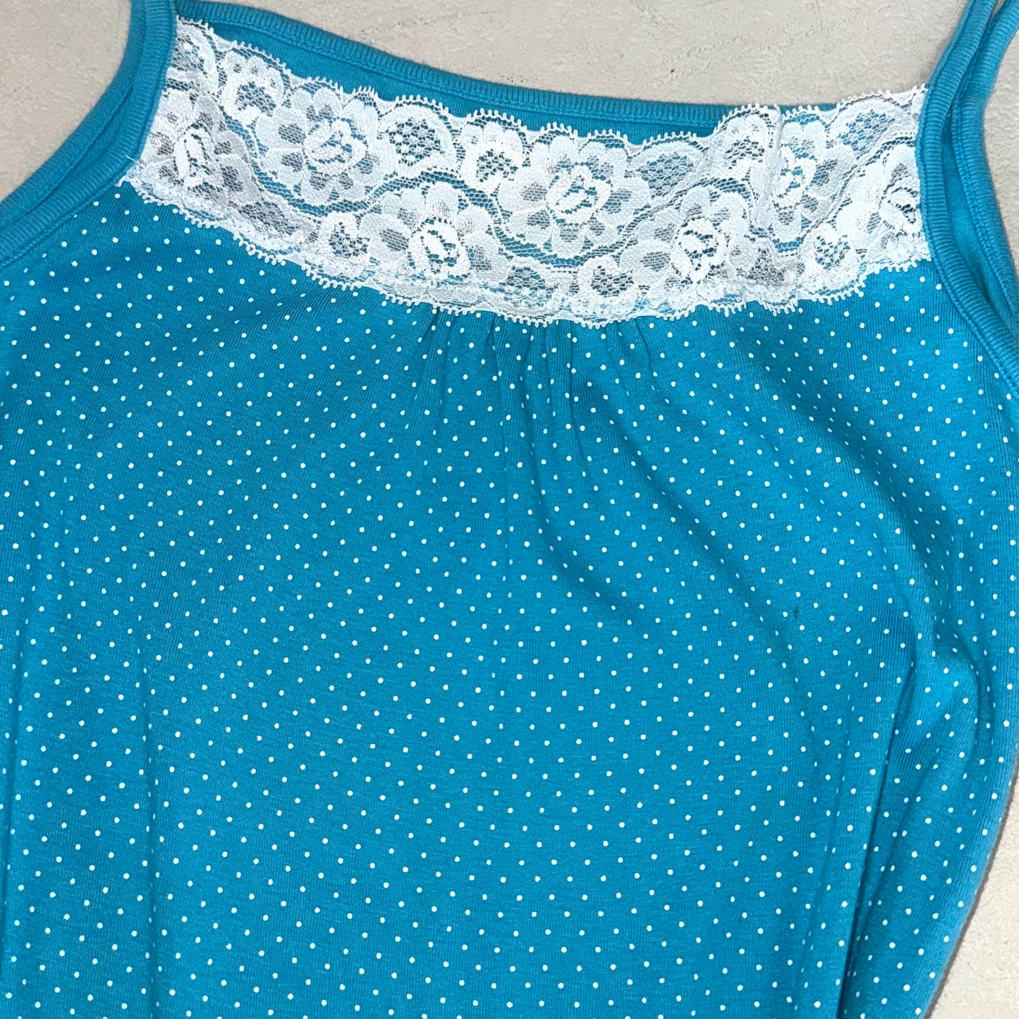 Tiffany blue polka dot lace cami