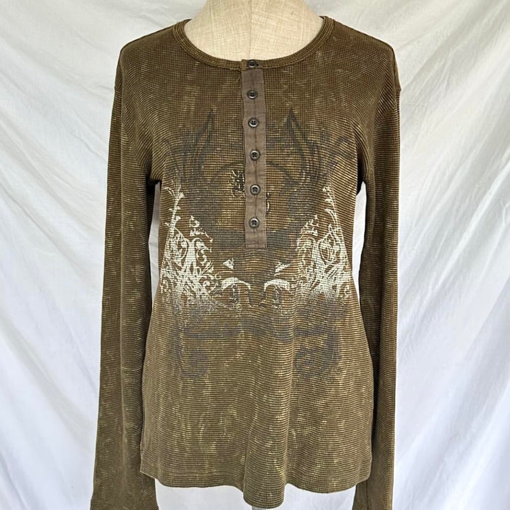 Brown green graphic long sleeve