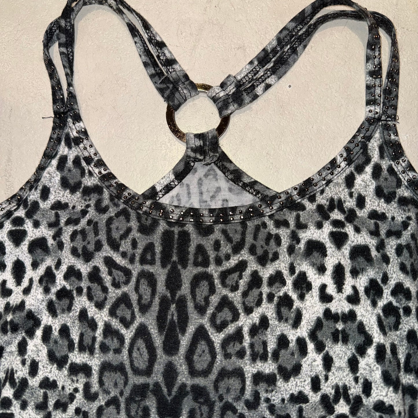 Black leopard print tank