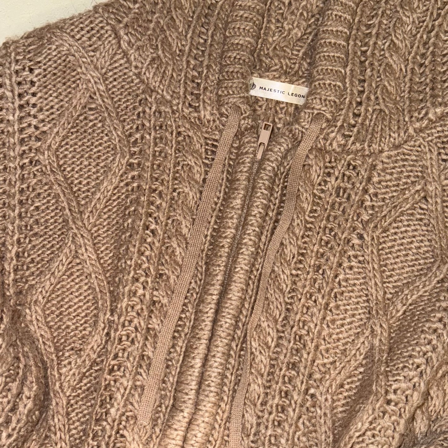 Brown knit zip up hoodie