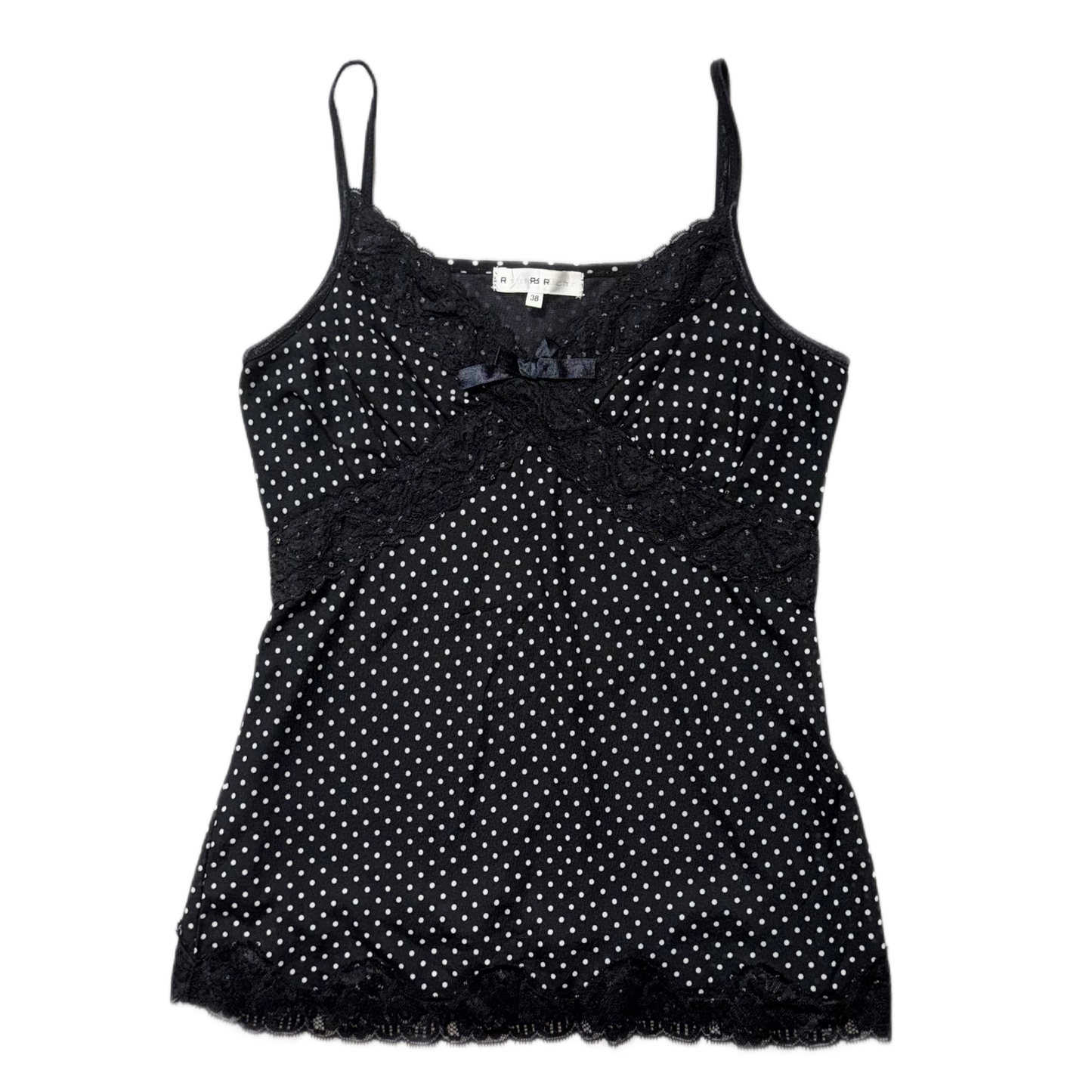 Black polka dots lace tank