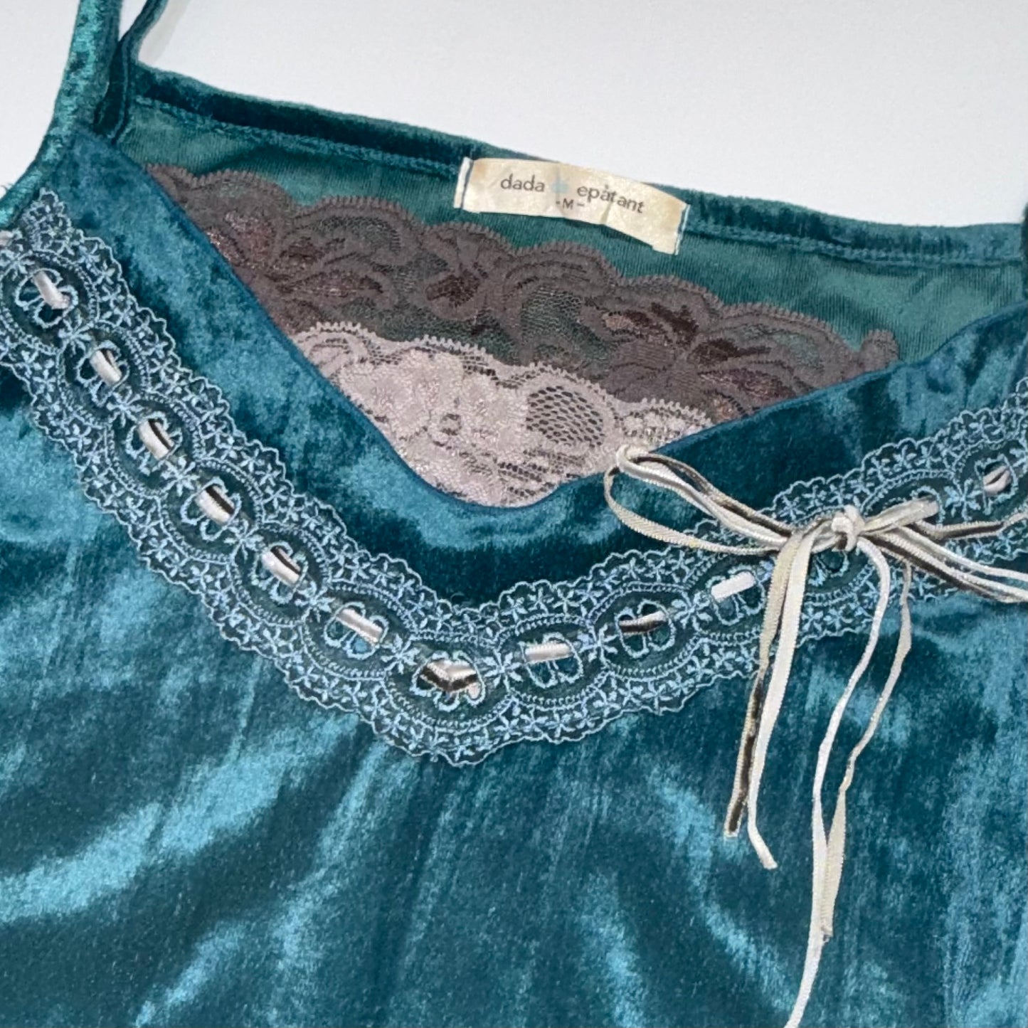 Blue velvet lace tank